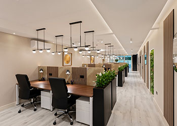 Fully fitted, furnished & self-contained, air-conditioned offices to Let, 140 sq m (1,500 sq ft), Rear Ground Floor & Basement, 15 Kensington High Street, Kensington, London W8